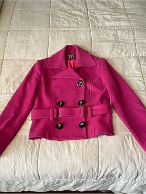 Magenta Double-Breasted Wool-Blend Peacoat